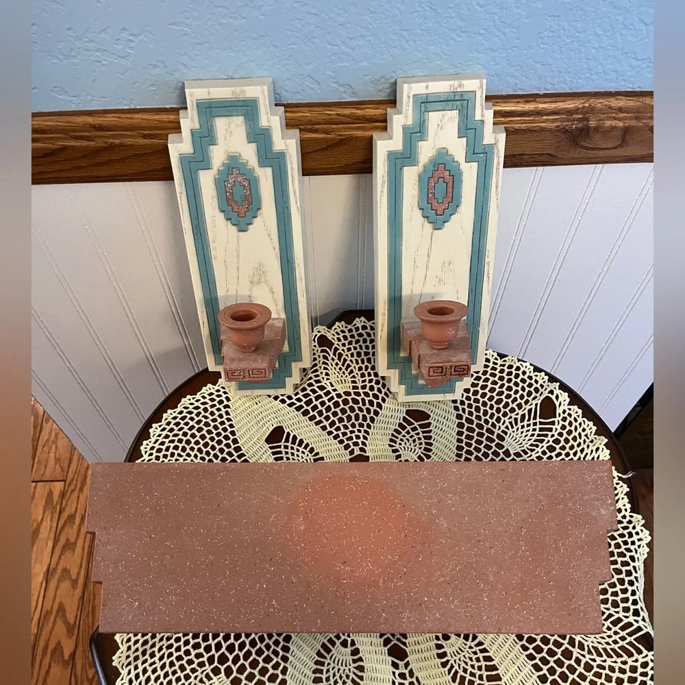 1995 BURWOOD Southwest Wall Decor Shelf #3326 Sconce Set 3325 Made USA